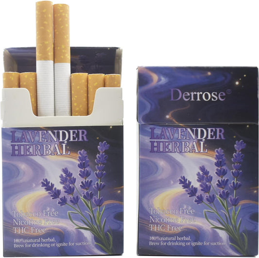 Derrose Lavender Herbal Sticks,Herbal Cigarettes,Nicotine Free and Tobacco Free,Help Stop Smoking,Better Effect When Used with Nicotine Patches,Smoking Cessation Products,1 Packs-20 Sticks