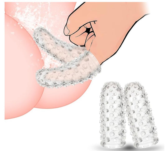 2pcs Finger Condoms Female Sex Toys, Finger Vibrator G-Spot Stimulator Anal Sex Toys, BDSM Sex Novelties Adult Sex Toys & Games, Her Pleasure Finger Condom for Lesbian Sex Toy