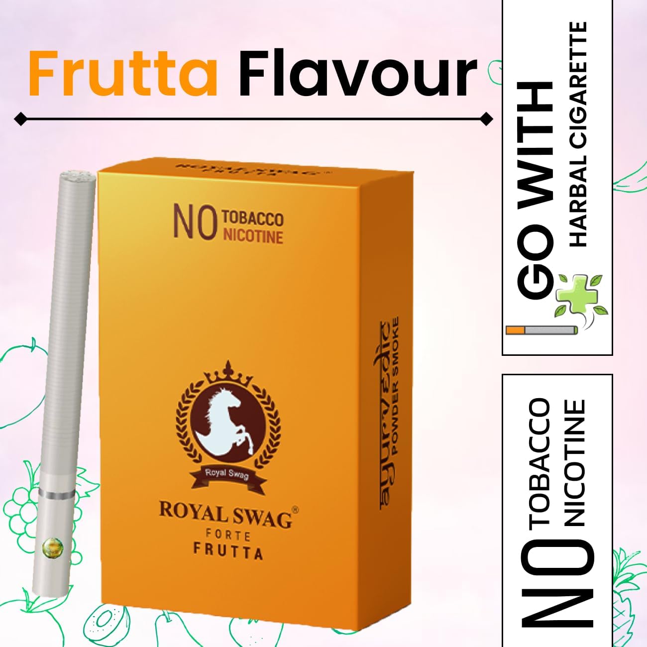 Royal Swag Herbal Cigarettes 05 Flavours - Regular, Clove, Frutta, Mint, and Ginger 100% Tobacco Free & Nicotine Free 1 Packs-20 Sticks