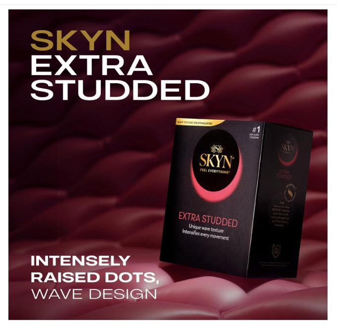SKYN Extra Studded, 22 Count, Lubricated Latex-Free Condoms, Unique Texture Intensifies Every Moment