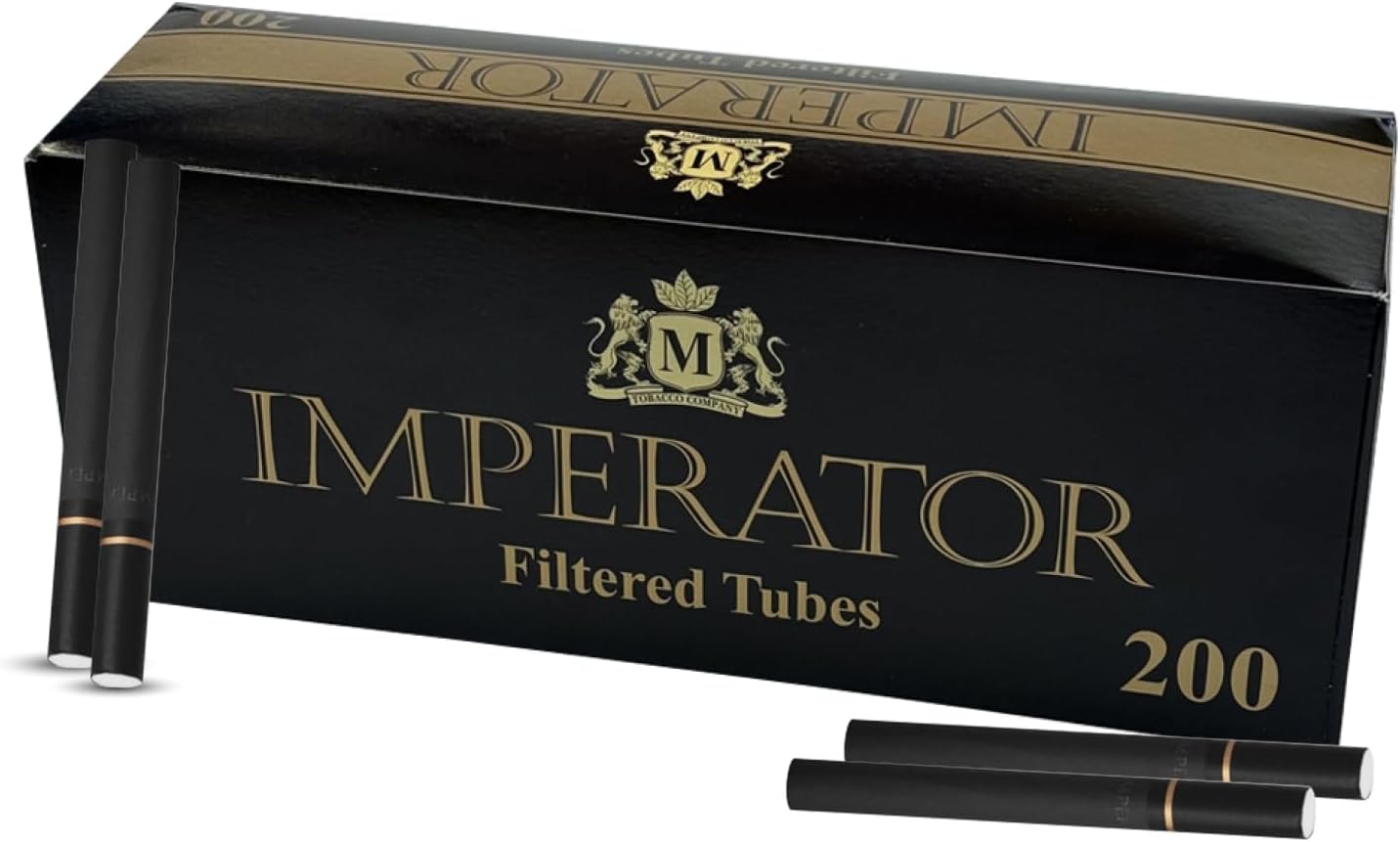 Imperator - King Size Full 24 mm Filter Cigarette Tubes Black Gold Ring (15% Longer Tube Than Others Brands)1 Packs-20 Sticks