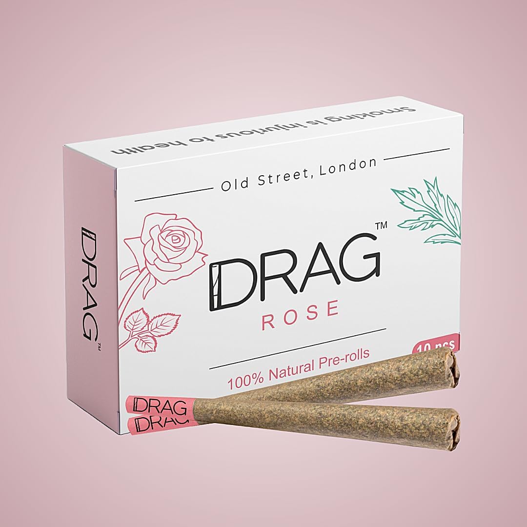 10 Floral pre-Rolled Smokes - Drag - Rose 100% Organic, sourced from The Alpine Forests of The Himalayas Herbal Cigarette