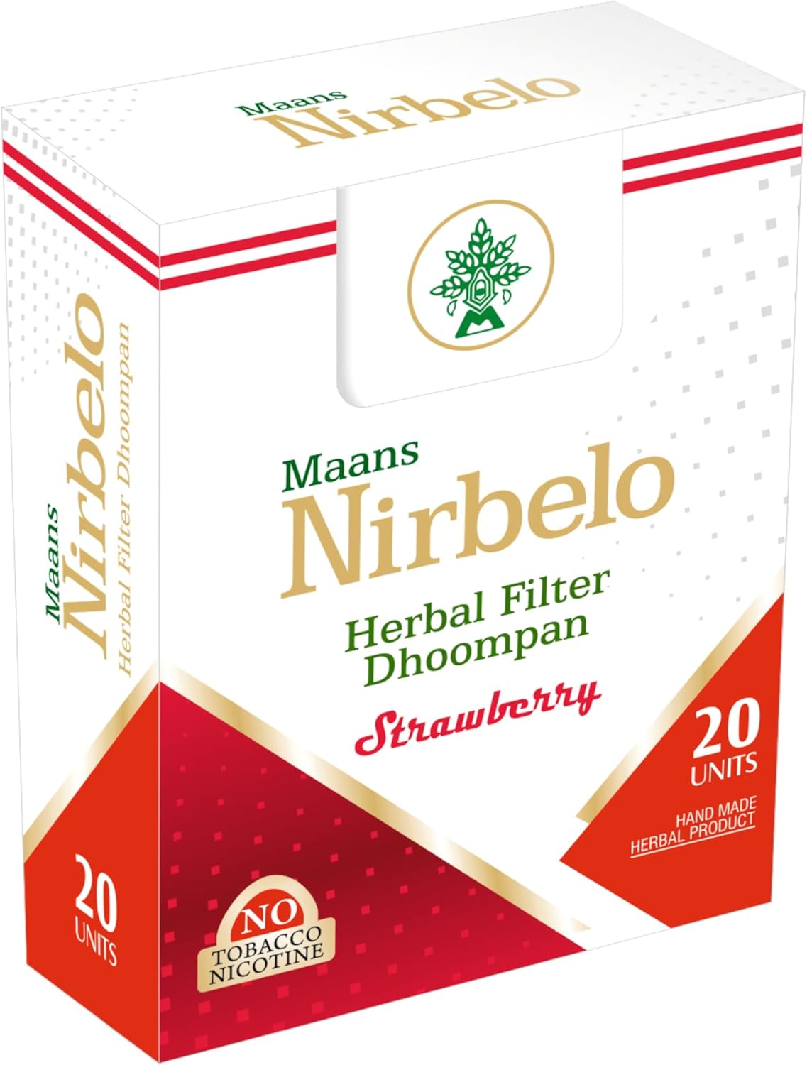 Herbal Filter Dhoompan, Tobacco and Nicotine Free, Nature's Alternative, 40 pieces, Pack of 2, Strawberry Flavor