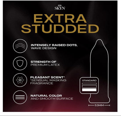 SKYN Extra Studded, 22 Count, Lubricated Latex-Free Condoms, Unique Texture Intensifies Every Moment