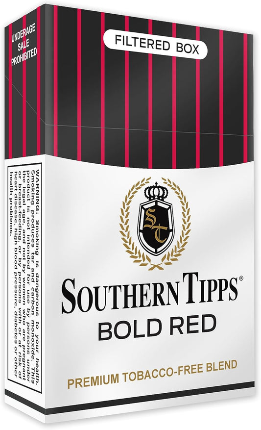 SOUTHERN TIPPS Bold RED Herbal Cigarettes Pack (20 Sticks) Tobacco & Nicotine-Free Bold Flavor, Smooth Satisfying Alternative Premium Herbal Blend for Realistic Smoking Experience Pack of 1