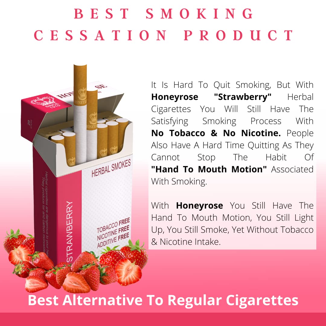 Honeyrose STRAWBERRY & CHOCOLATE Herbal Cigarette - Tobacco & Nicotine FREE, Prop Cigarettes, Herbal Smokes, Quit Smoking, All Natural, Made in England