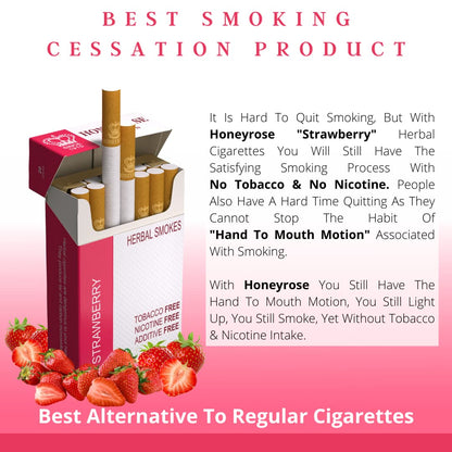 Honeyrose STRAWBERRY & CHOCOLATE Herbal Cigarette - Tobacco & Nicotine FREE, Prop Cigarettes, Herbal Smokes, Quit Smoking, All Natural, Made in England