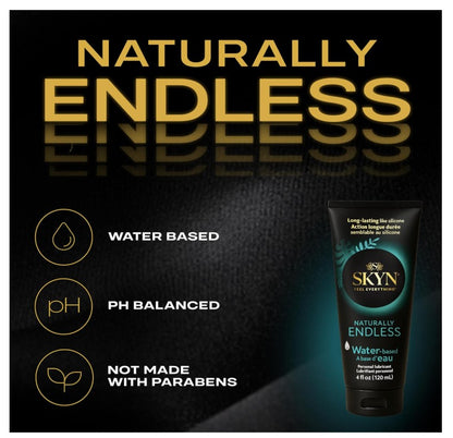 SKYN Naturally Endless Personal Lubricant – 4 oz – Water Based Lube for Men, Women and Couples, Safe with Latex and Latex-Free Condoms and Personal Devices