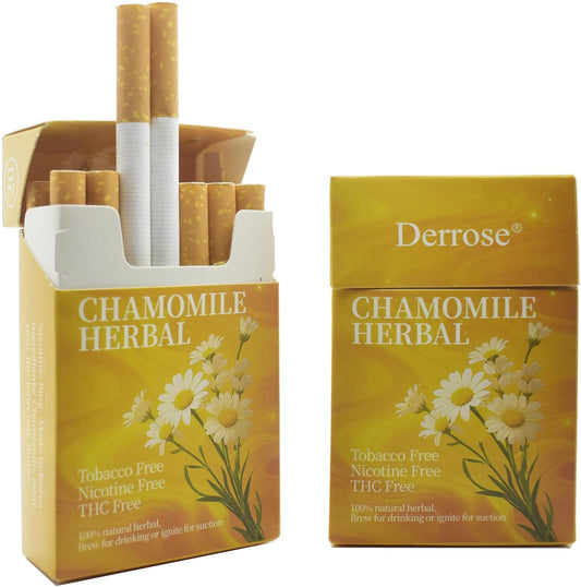 Derrose?Chamomile Herbal Sticks,Herbal Cigarettes,Nicotine Free and Tobacco Free,Help Stop Smoking,Better Effect When Used with Nicotine Patches,Smoking Cessation Products,1 Packs-20 Sticks