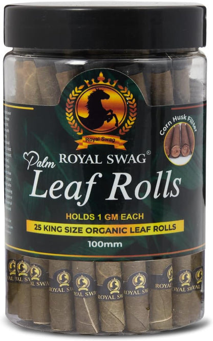 Royal Swag Natural Pre-Rolled Palm Leaf Cone Rolling Papers 25 Pcs King Size Palm Leaf Natural Cones with 1 Filling Stick Corn Husk Filter Preroll Cones 100 mm Length (25 Rolls Total)