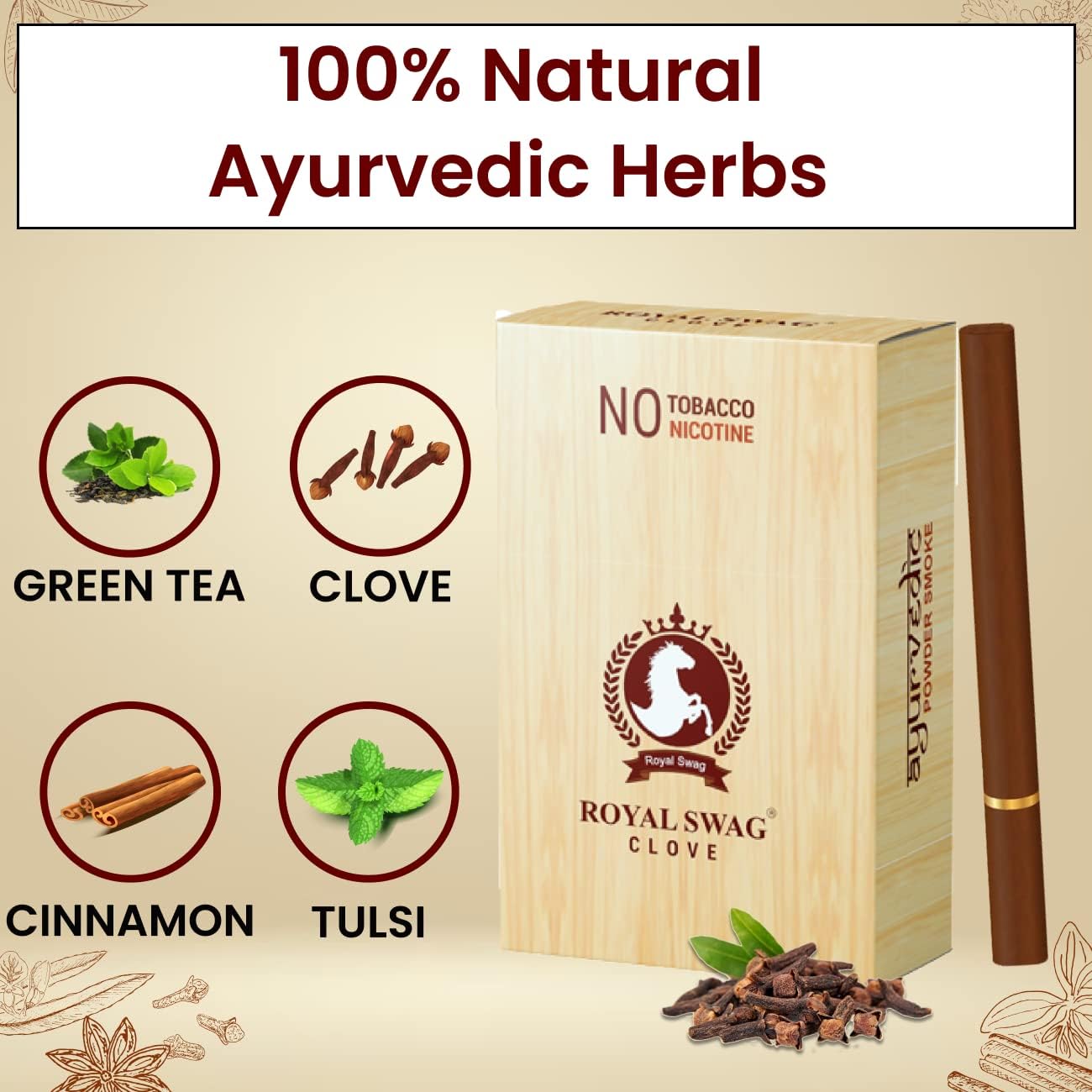 OYAL SWAG Herbal Cigarettes Clove 1 Packs-20 Sticks 100% Tobacco-Free and Nicotine-Free