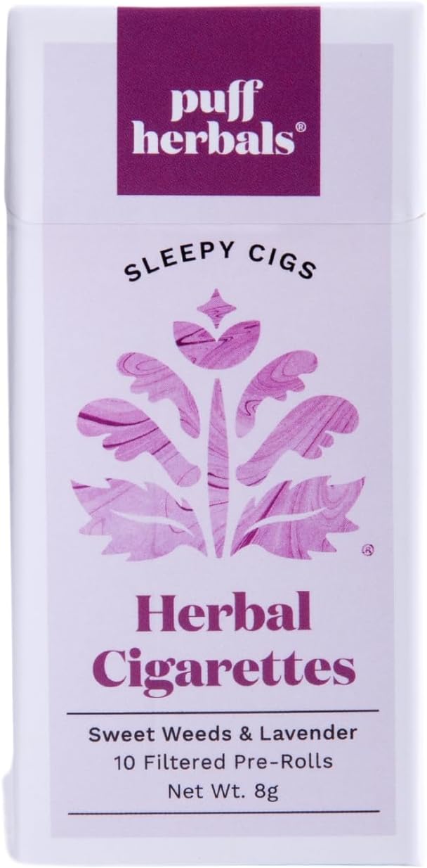 Puff Herbals Sleepy Herbal Cigarettes Tobacco-Free, Nicotine-Free Smoking Alternative Supports Sleep, Relaxation, and Wind-Down Rituals with Lavender, Mugwort, and Mullein