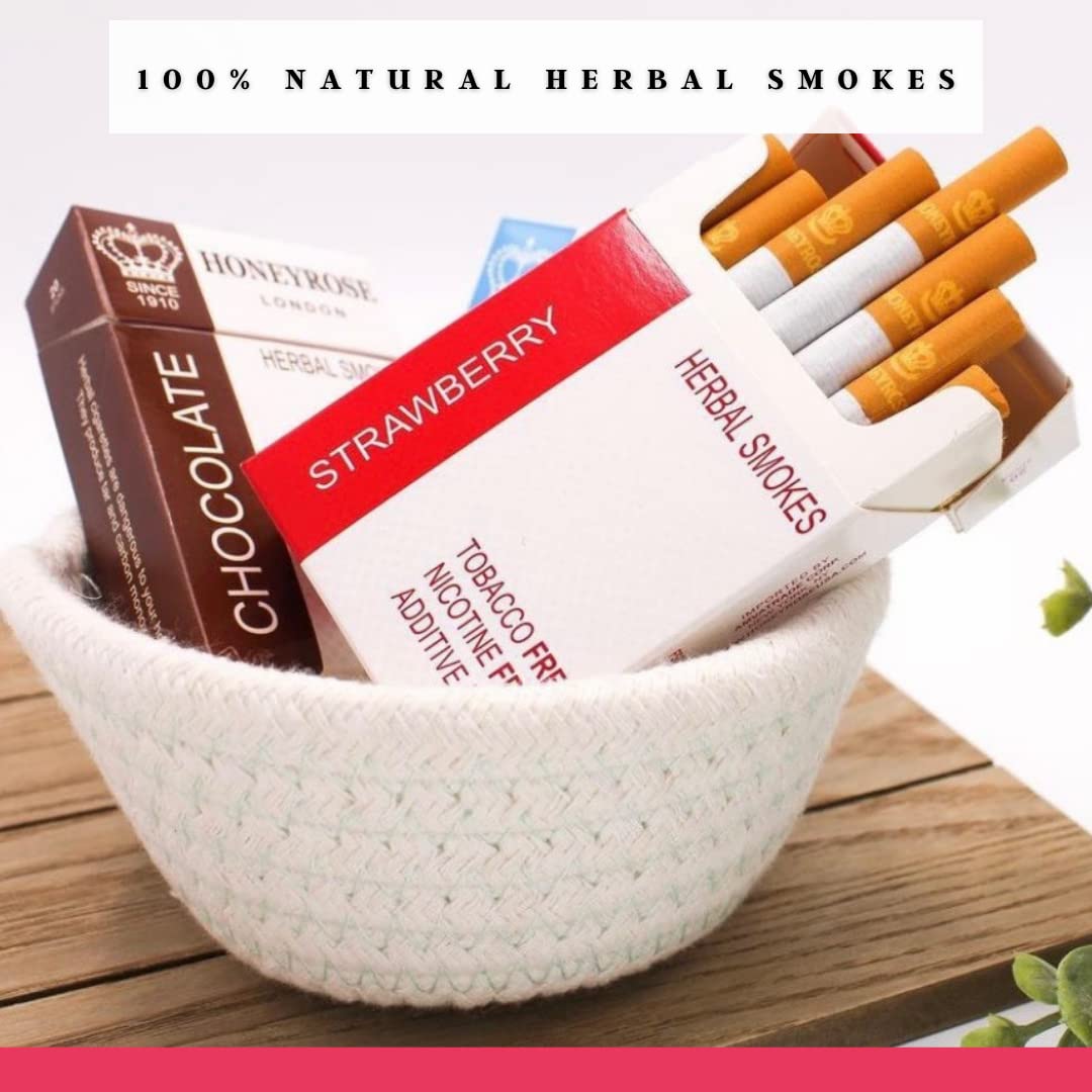 Honeyrose STRAWBERRY & CHOCOLATE Herbal Cigarette - Tobacco & Nicotine FREE, Prop Cigarettes, Herbal Smokes, Quit Smoking, All Natural, Made in England