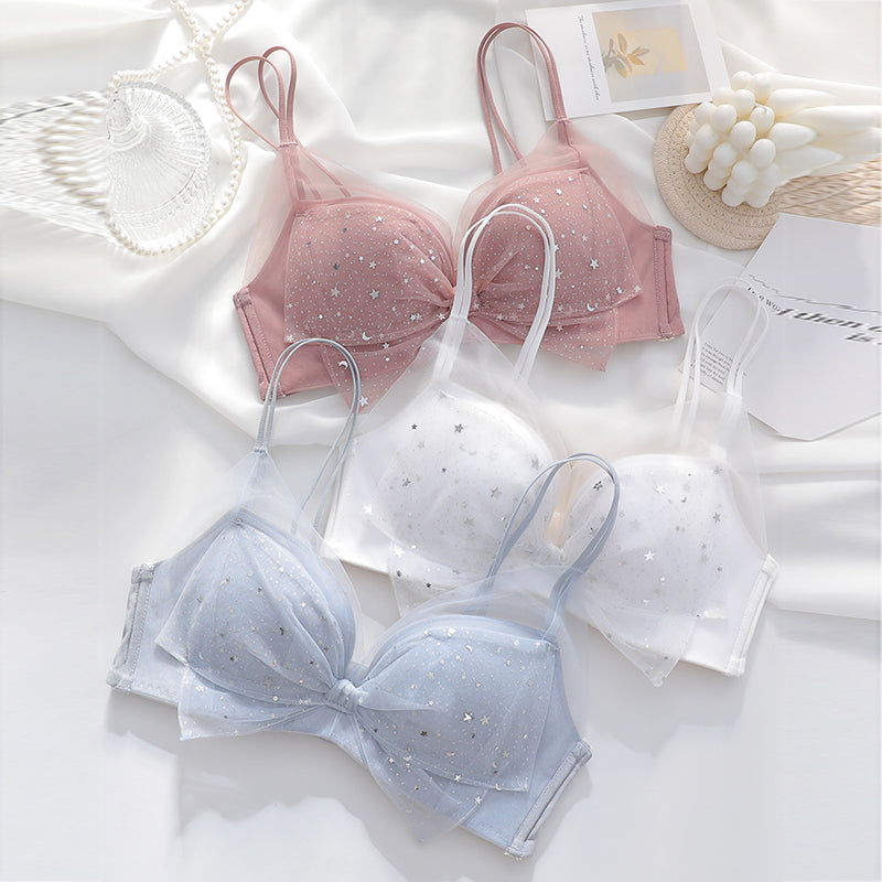 New Blue Black For Women Straps Bralette Cotton Wireless Panties Push Up Bra Sets Underwear  Lingerie A B