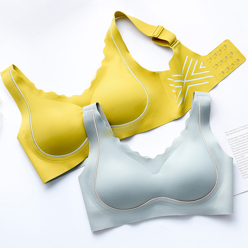 Women Yellow  Lingerie Sets Plus Size Bras One-Piece Cotton Panties Underwear Wireless Bra Sets Cup A B